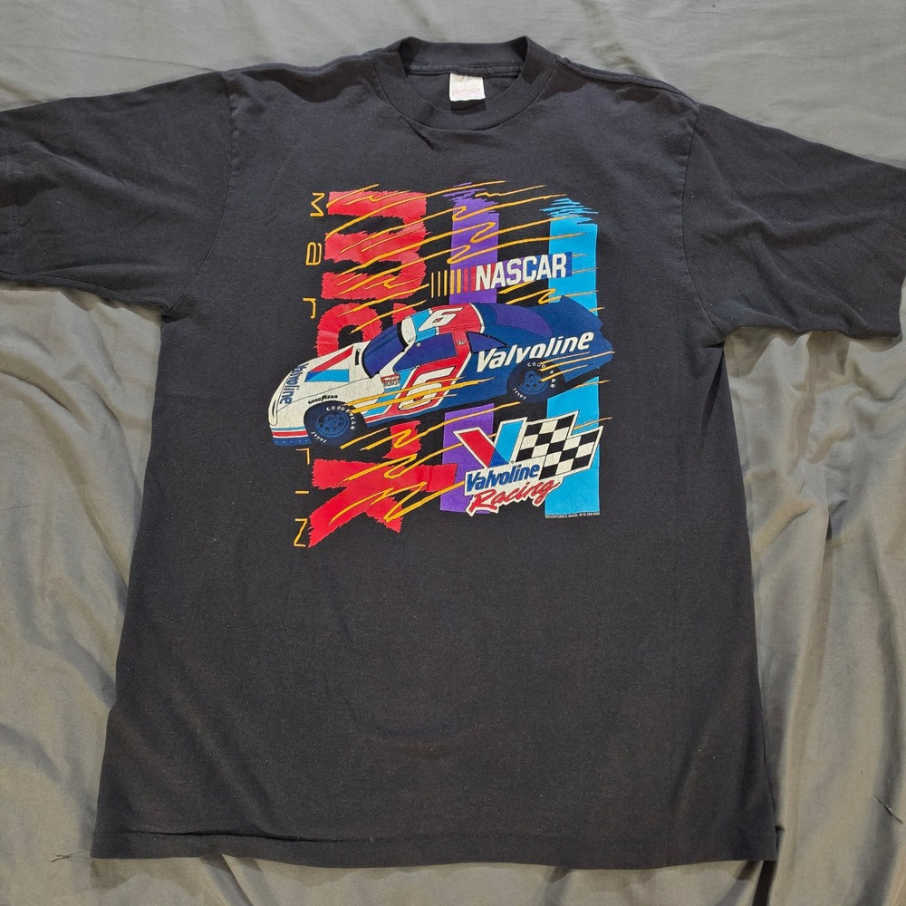 NASCAR Mark Martin Valvoline Racing T Shirt Black XL #6 Ford Thunderbird Vtg 90s